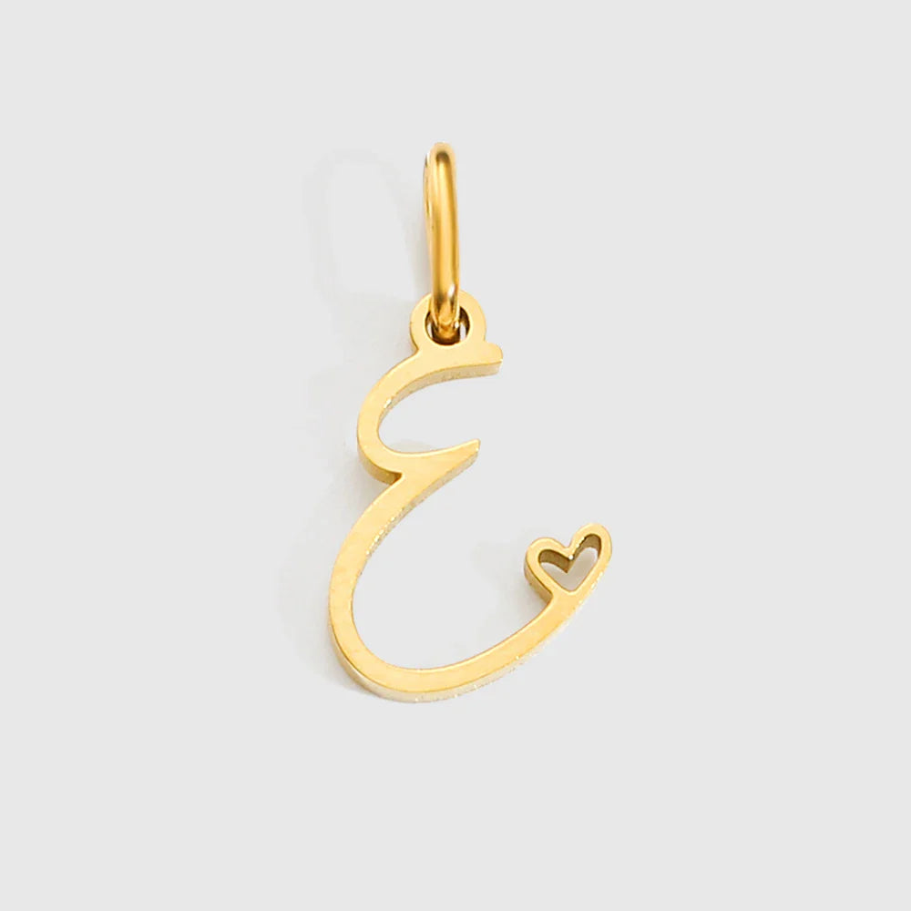 Personalized Stainless Steel Heart Alphabet Pendant DIY Accessories for Necklace Woman Men Jewelry Initials Birthday Gift A-Z