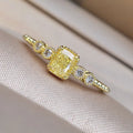 925 Sterling Silve Geometric Yellow Cubic Zirconia Women Rings Gorgeous Wedding Accessories Anniversary Party Female Jewelry