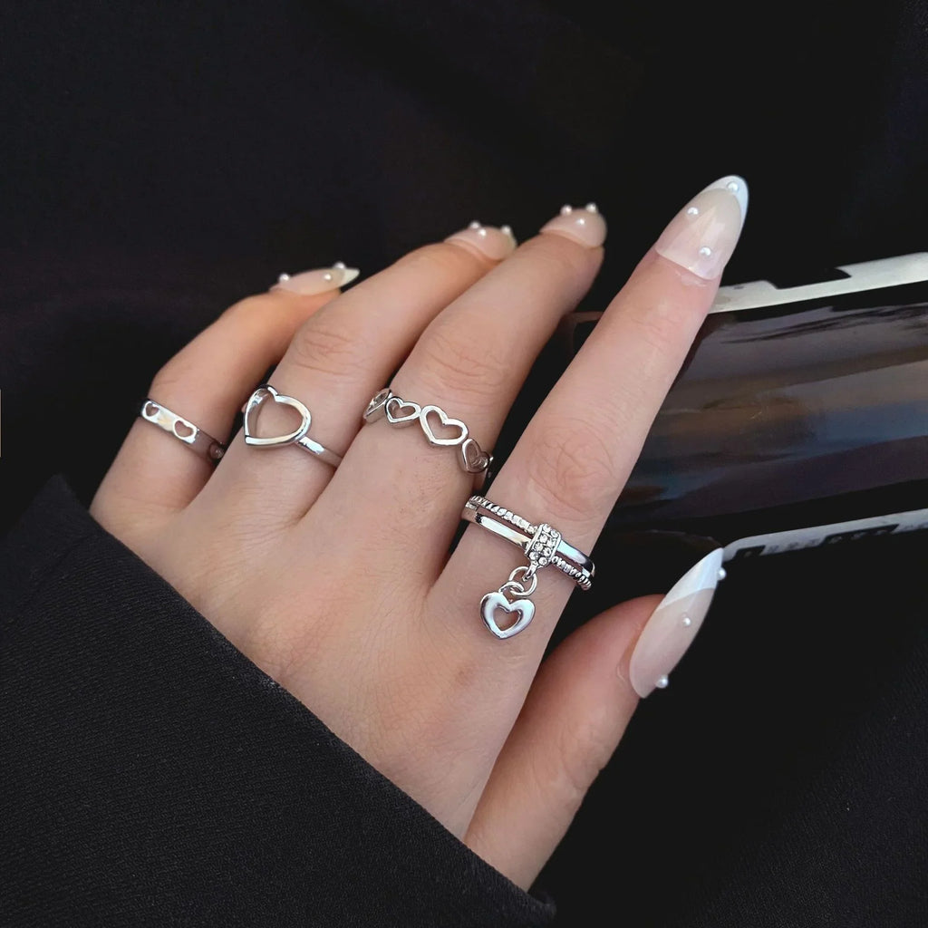 Punk Gothic Skeleton Unisex Ring Set Grunge Butterfly Frog Woman Man Jewelry Hip Hop Party Street Ring 2024 New Jewelry Gift