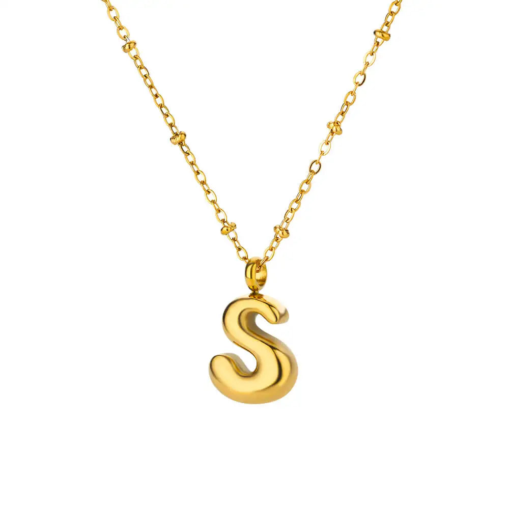 Vintage Initial Letter Necklaces For Women Stainless Steel Chain Collar Pendant Necklace 2024 New Wedding Couple Jewelry Gift