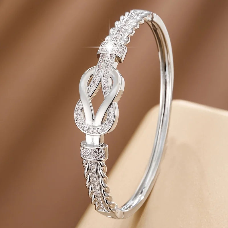 1Pcs Zircon Bangles Elegant And Simple Women's Bracelet Gold Silver Bracelet Cross Buckle Fashion Accessories