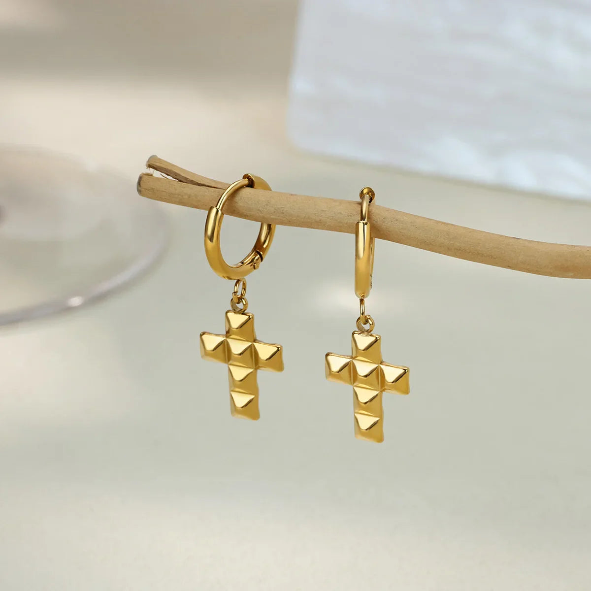 Vintage Gold Color Heart Hoop Earrings For Women Stainless Steel Geometric Piercing Earring Luxury Zircon Jewelry Wedding Gift
