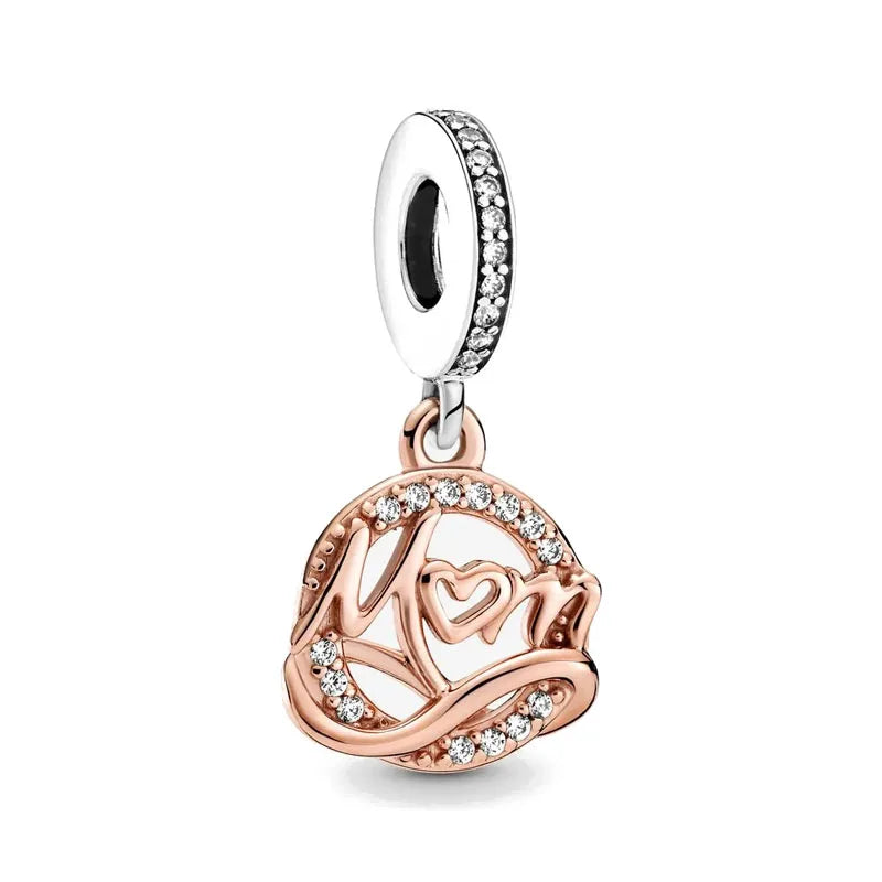 Hot selling 925 silver pink series flower dog paw heart-shaped pendant, Fit original bracelet DIY accessories, exquisite jewelry