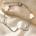 Stainless Steel Bracelets Fresh Double Heart Design Openwork Carving Noble Bracelets For Women Jewelry  Luxuries Banquet Gifts