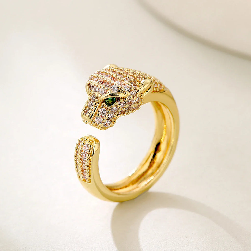 2025 New Fashion Statement Big Animal Ring For Women Girl Party Jewelry Gold Color Hollow Leopard Open Ring Wholesale