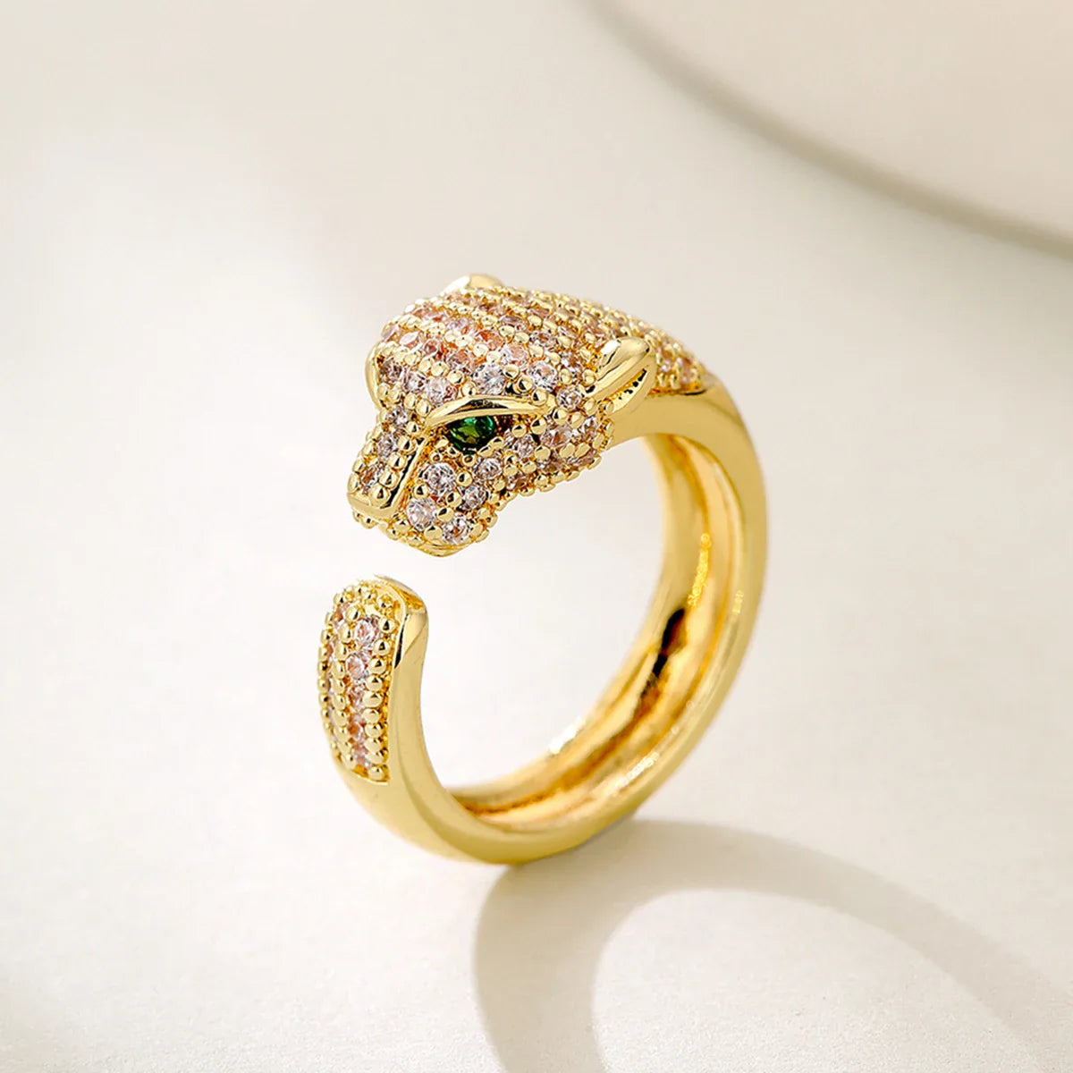 2025 New Fashion Statement Big Animal Ring For Women Girl Party Jewelry Gold Color Hollow Leopard Open Ring Wholesale
