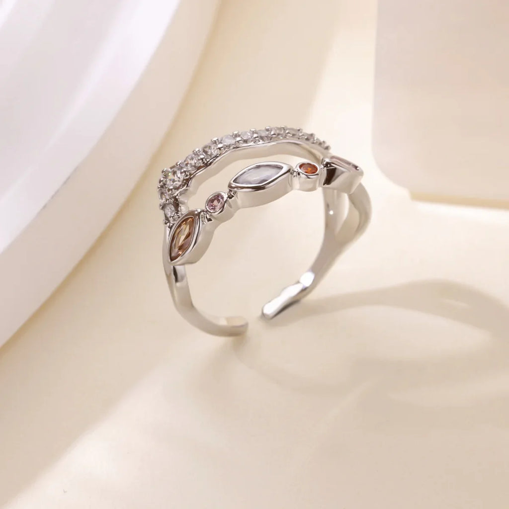 Fashion Pink Heart Zircon Rings for Women Gold Color Stainless Steel Imitation Pearl Ring Elegant Aesthetic Wedding Jewelry Gift
