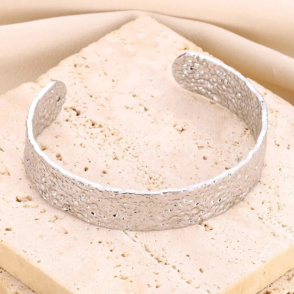 Vintage Irregular Bracelet For Women Stainless Steel Gold Color Open Cuff Bangles Exquisite Luxury Jewelry Gift pulseras bijoux