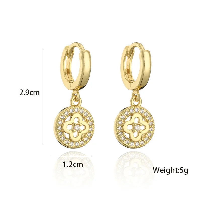 NEWBUY Fashion Gold Color Copper Geometric Earrings Luxury CZ Elephant Charm Dangle Earring Female Party Jewelry Accessories