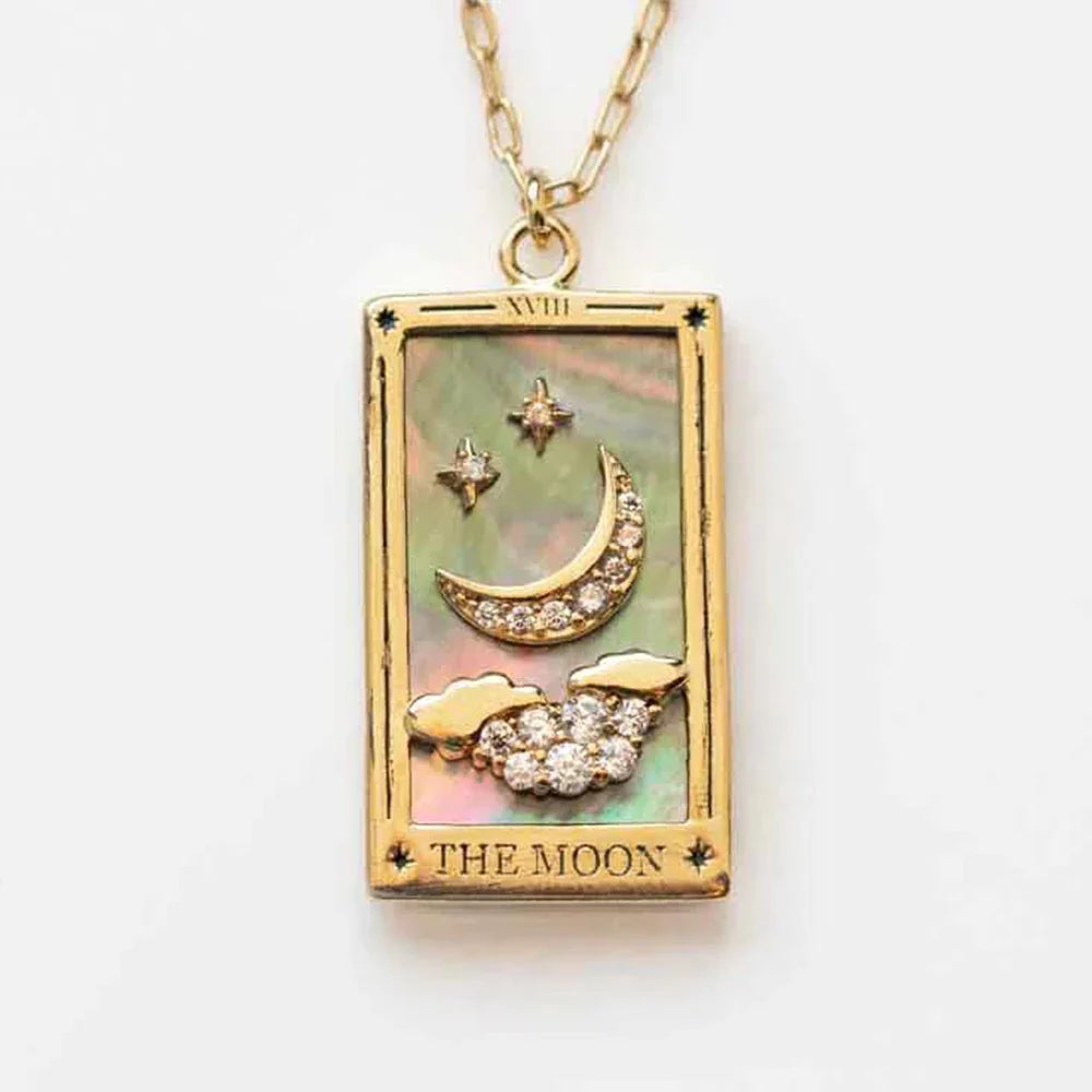 1Pcs Necklace Creative Pendant Tarot Card Elements Sun Star Moon Knight Necklace Pendant Fashion Trendy Accessories