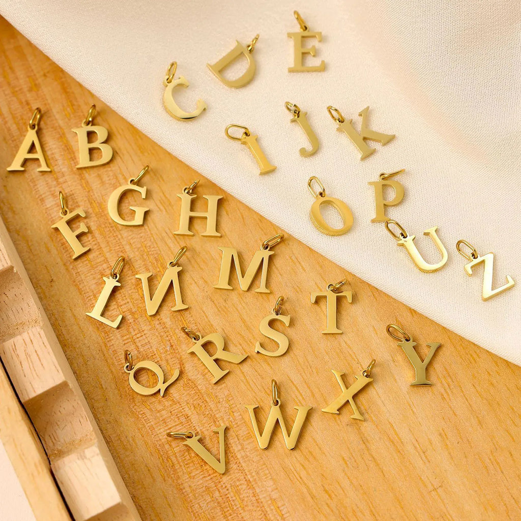 SUNIBI 26 Letters Stainless Steel Cut Alphabet Pendant for DIY Woman Necklace Ladies Jewelry Accessories Wholesale Dropshipping