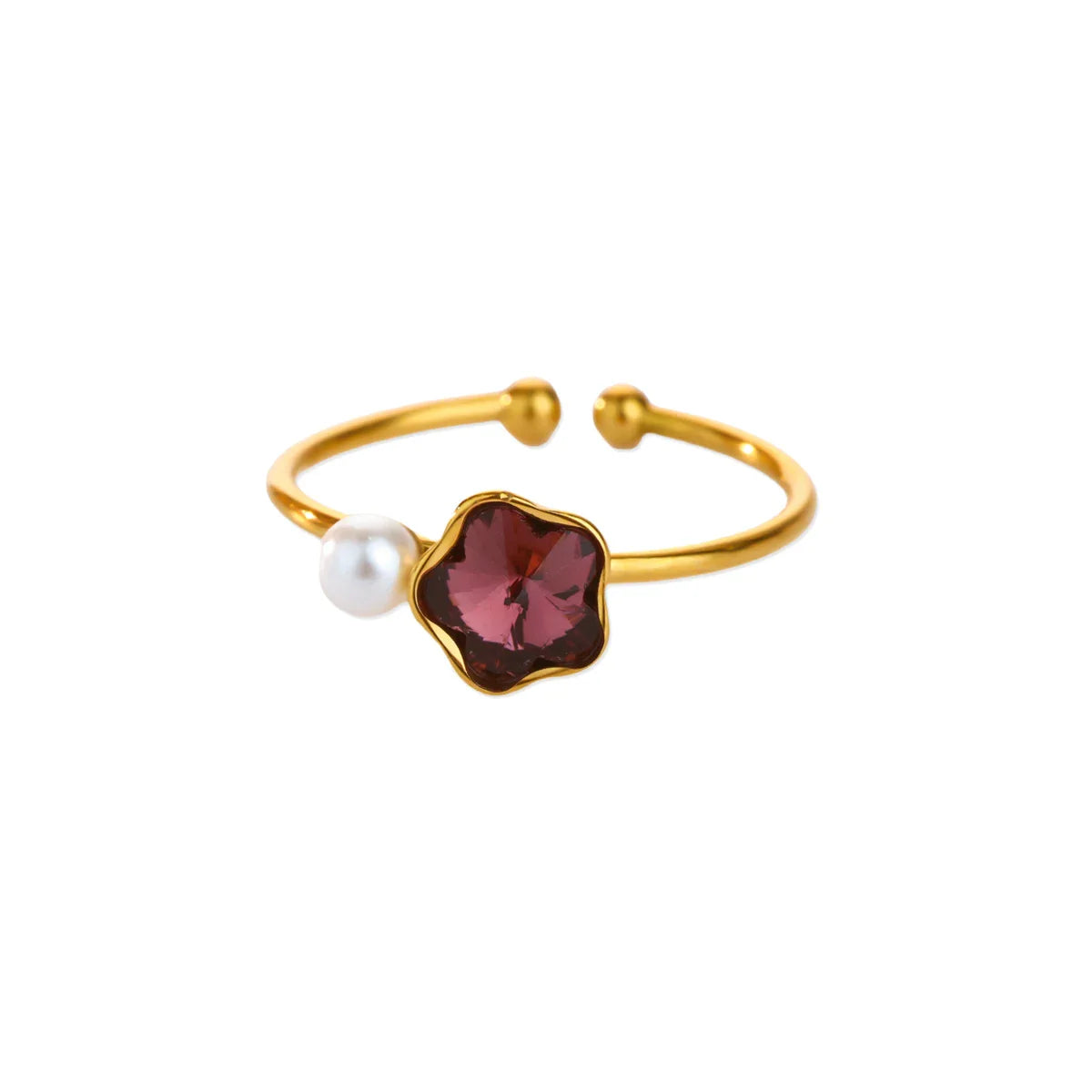 Stainless Steel Four Leaf Clover Rings For Women Gold Color Zircon Opening Couple Ring Aesthetic Wedding Bohemian Jewelry Gift