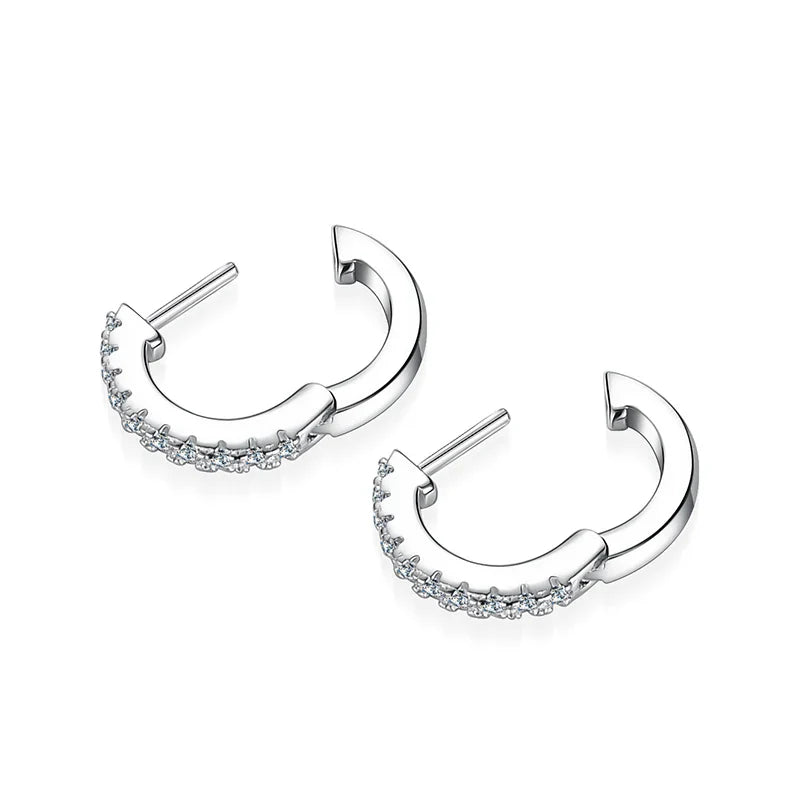 NeeTim Full Moisanite Earrings D Color Moisanite Lab Diamond 925 Sterling Silver Hoops Earrings Sparking Wedding Fine Jewelry