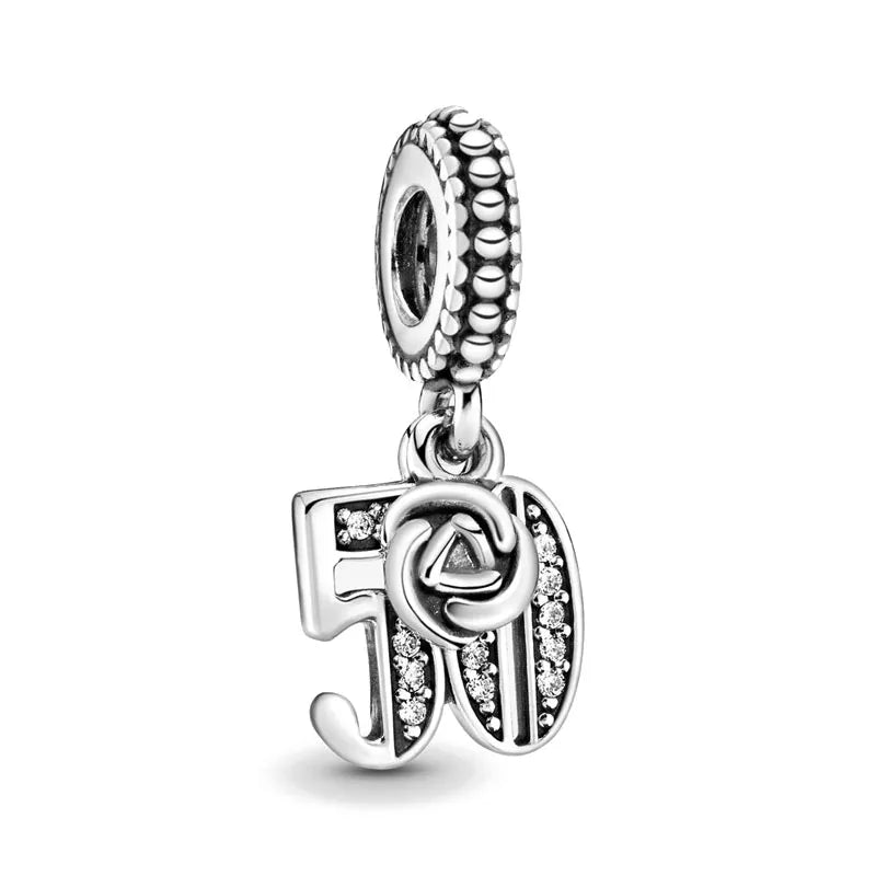 2026 New S925 Silver Robot Cross Digital Pendant, Suitable for Original Bracelets, DIY Accessories, Women's Charm Jewelry Gifts