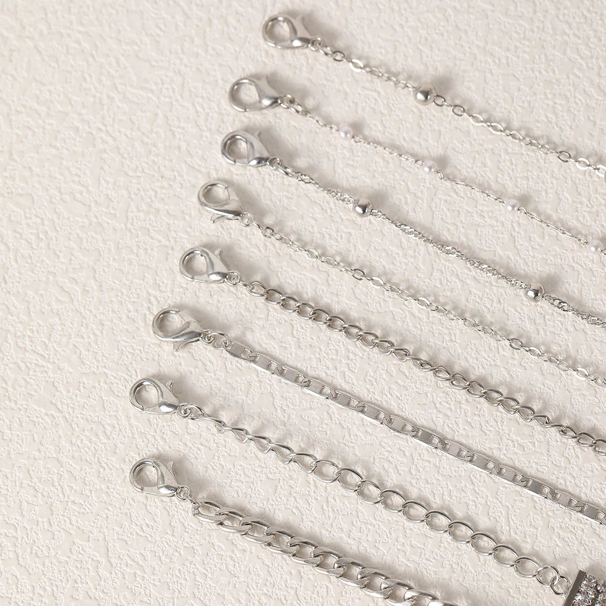 8pcs Fashion Women Stainless Steel Bracelet Stackable for Women, Thin Herribone Chain Bracelet Waterproof Gold Plated Jewelry