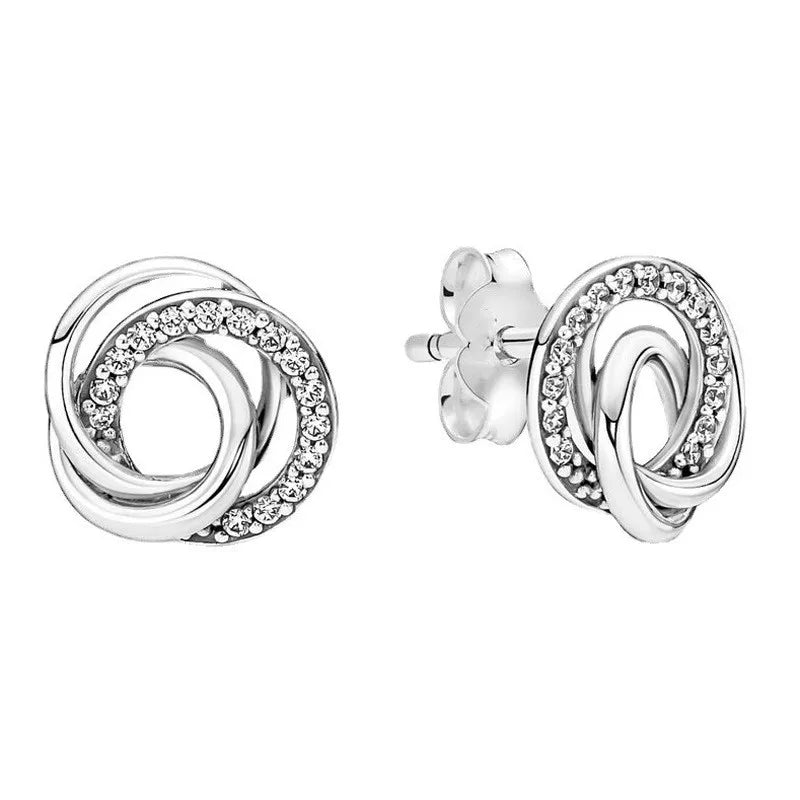Christmas New 925 Silver Butterfly Blue Heart Red CZ Stud Earrings, Fit Women's Charm Jewelry Gifts Wedding
