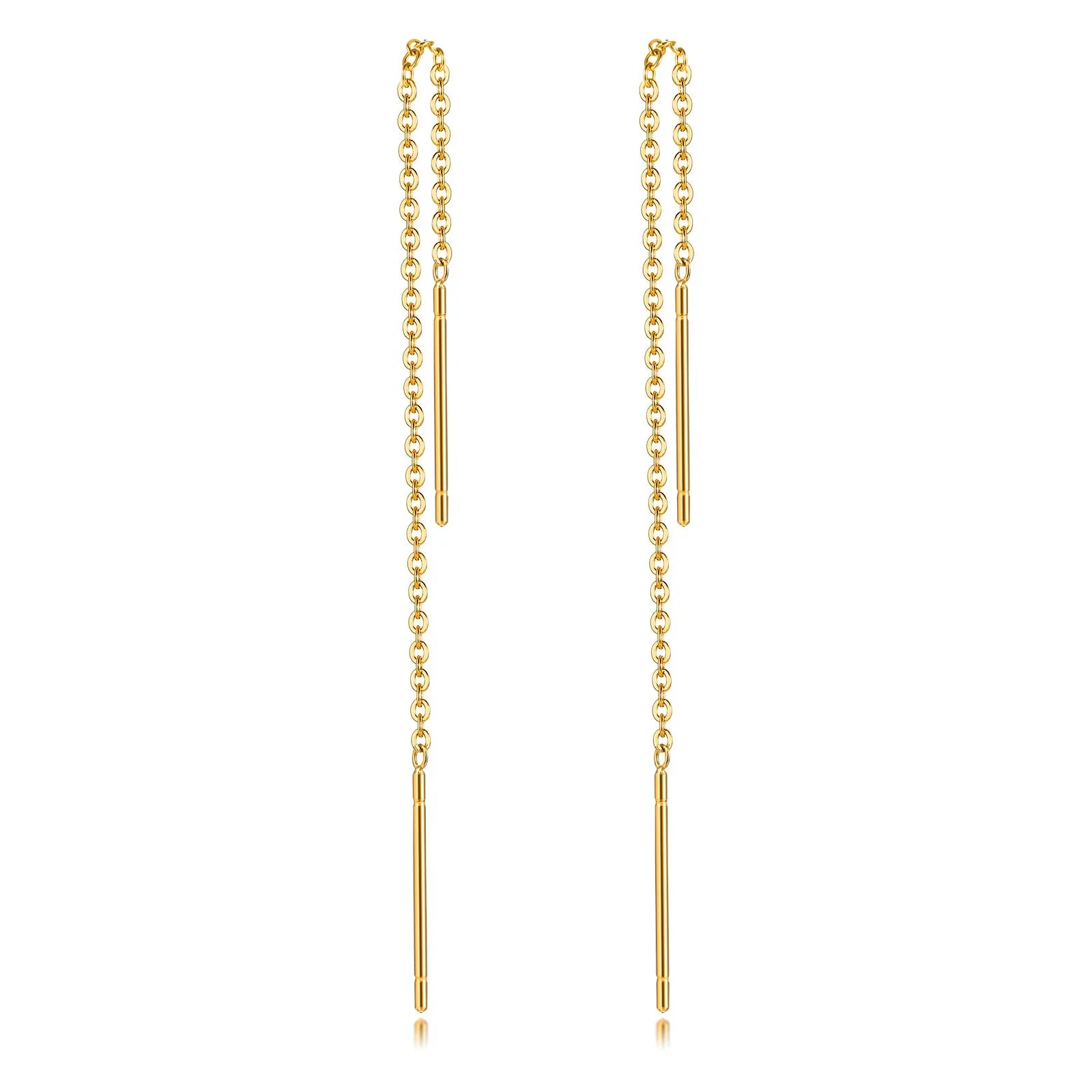 Long Threader Earrings for Women, Thin Linear Earring,Stainless Steel Chain Drop Ear Line , Fashion Korean Jewelry
