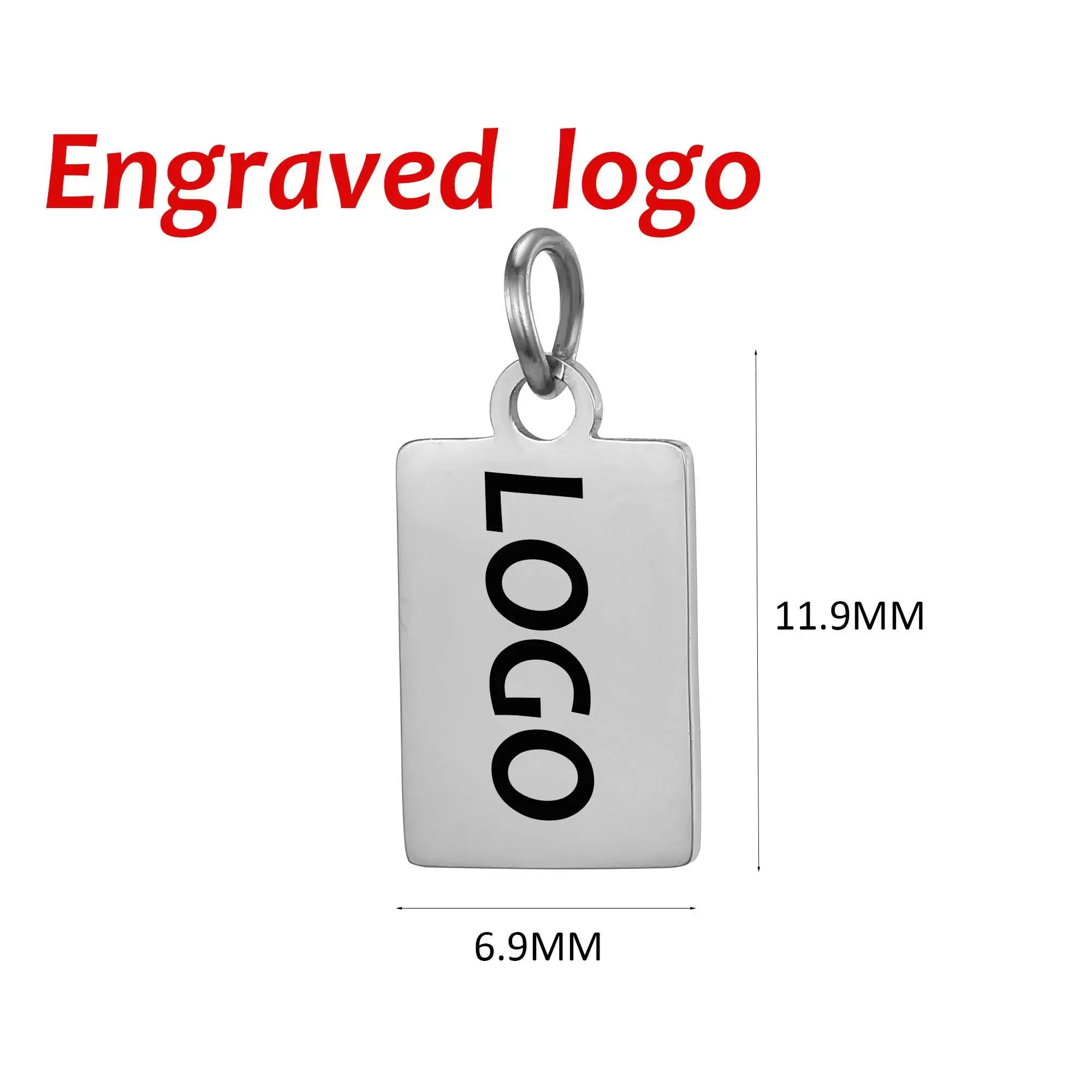 SUNIBI Custom Logo Tags Stainless Steel Charms for Necklace Bracelets 6 Sizes to Choose Jewelry