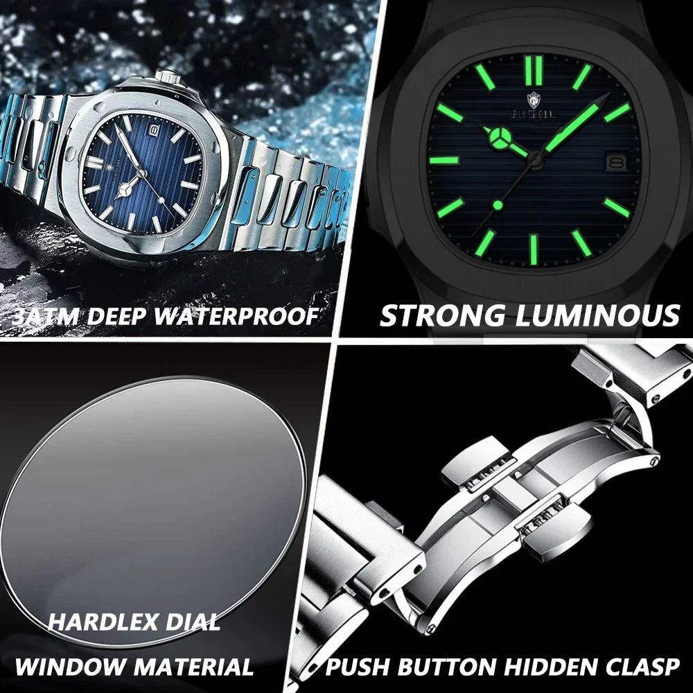 New Casual Business Movement Clock Men Luxury Watch Automatic Watches Mens Fashion Quartz Wristwatches Gifts Relogio Masculino