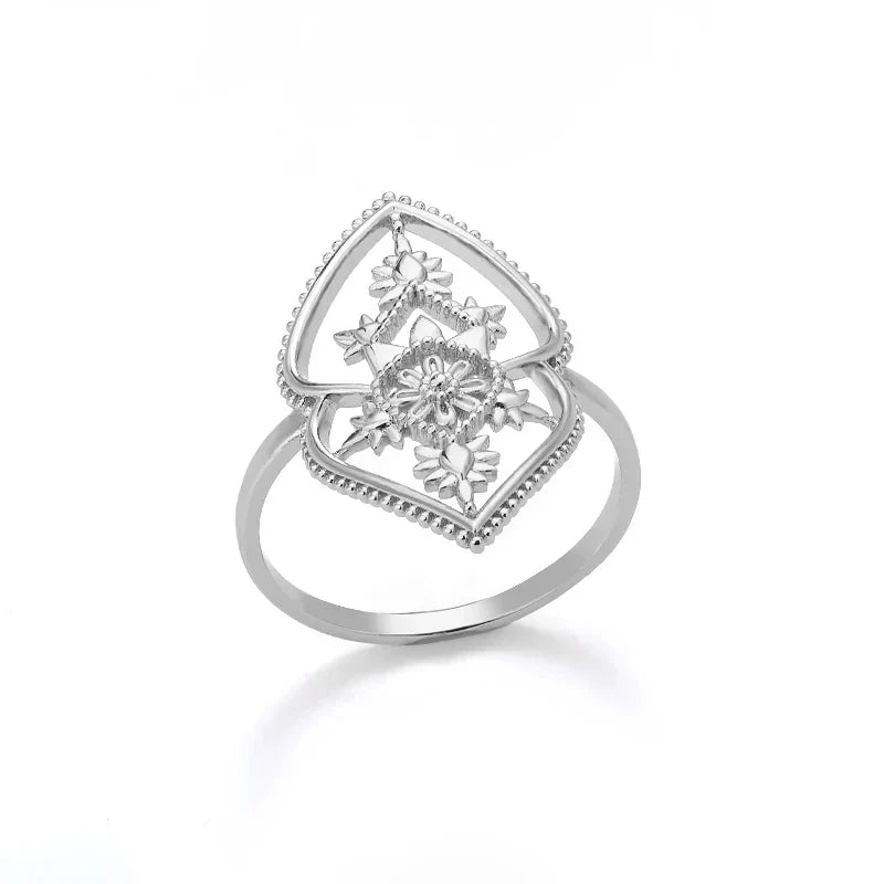 Stainless Steel Lotus Flower Ring for Women Gold Color Vintage Stone Opal Oval Flower Ring Fashion Aesthetic Jewelry Gift