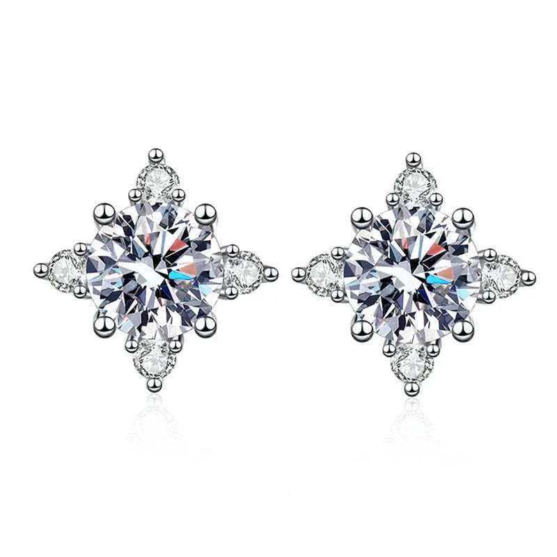 NeeTim 1ct 6.5mm D Color Moissanite Earrings 925 Sterling Silver  with White Gold Plated Stud Earring Wedding Jewelry for Women