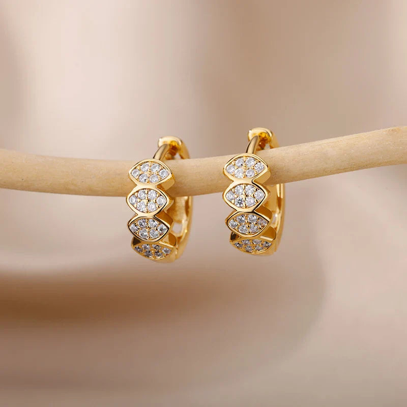 Stainless Steel Heart Earrings For Women Gold Color Fashion Zircon Love Heart Drop Earring Wedding Aesthetic Jewelry Gift 2023