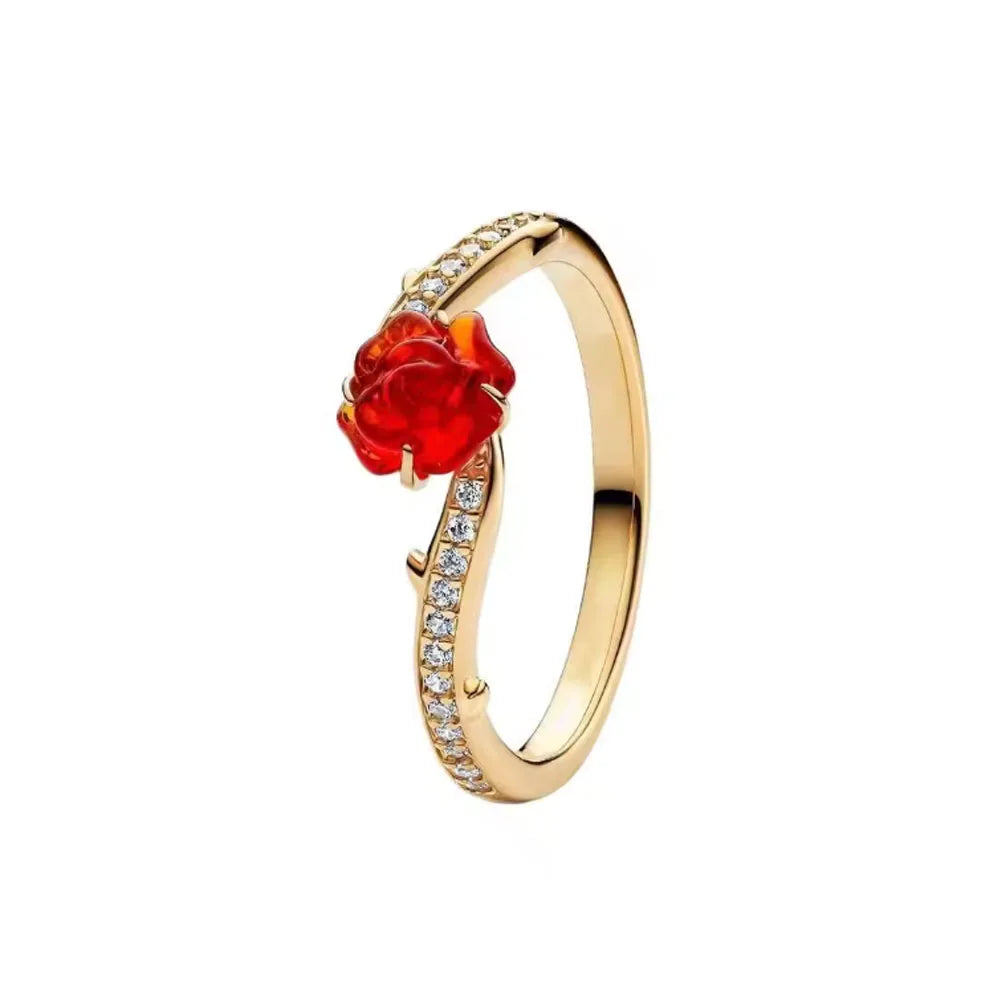 2026 Hot Selling 925 Sterling Silver Heart-Shaped Butterfly Flower Ring, Exquisite and Charming Jewelry Gift for European Women