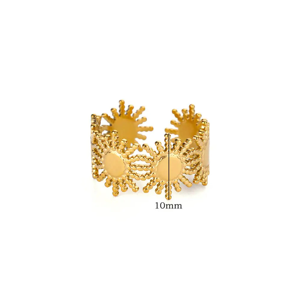 Vintage Sun Rings For Women Gold Color Stainless Steel Sun Ring Wedding Couple Aesthetic Fashion Wedding Christmas Jewelry Gift