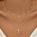 Korean Fashion Imitation Pearl Double Layered Choker Big Ball Bead Pendant Tassel Necklace Women's Sexy Party Body Jewelry