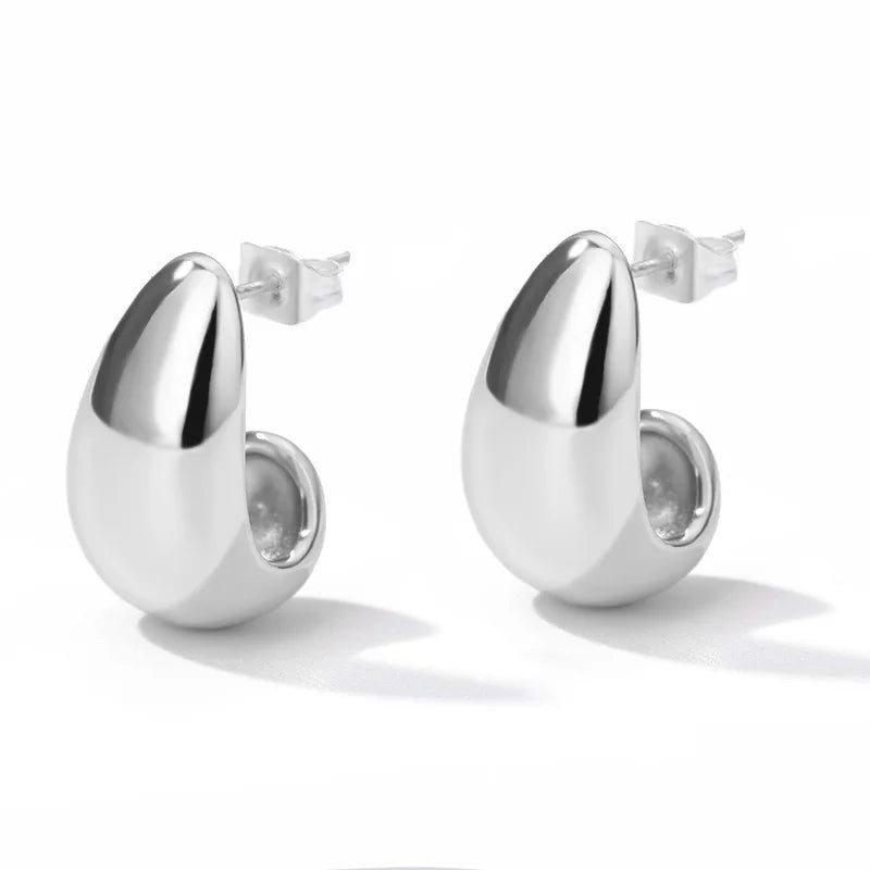 Vintage Round Stainless Steel Hoop Earrings For Women Gold Plated Earring 2023 Trending Statement Ear Jewelry Christmas Gift