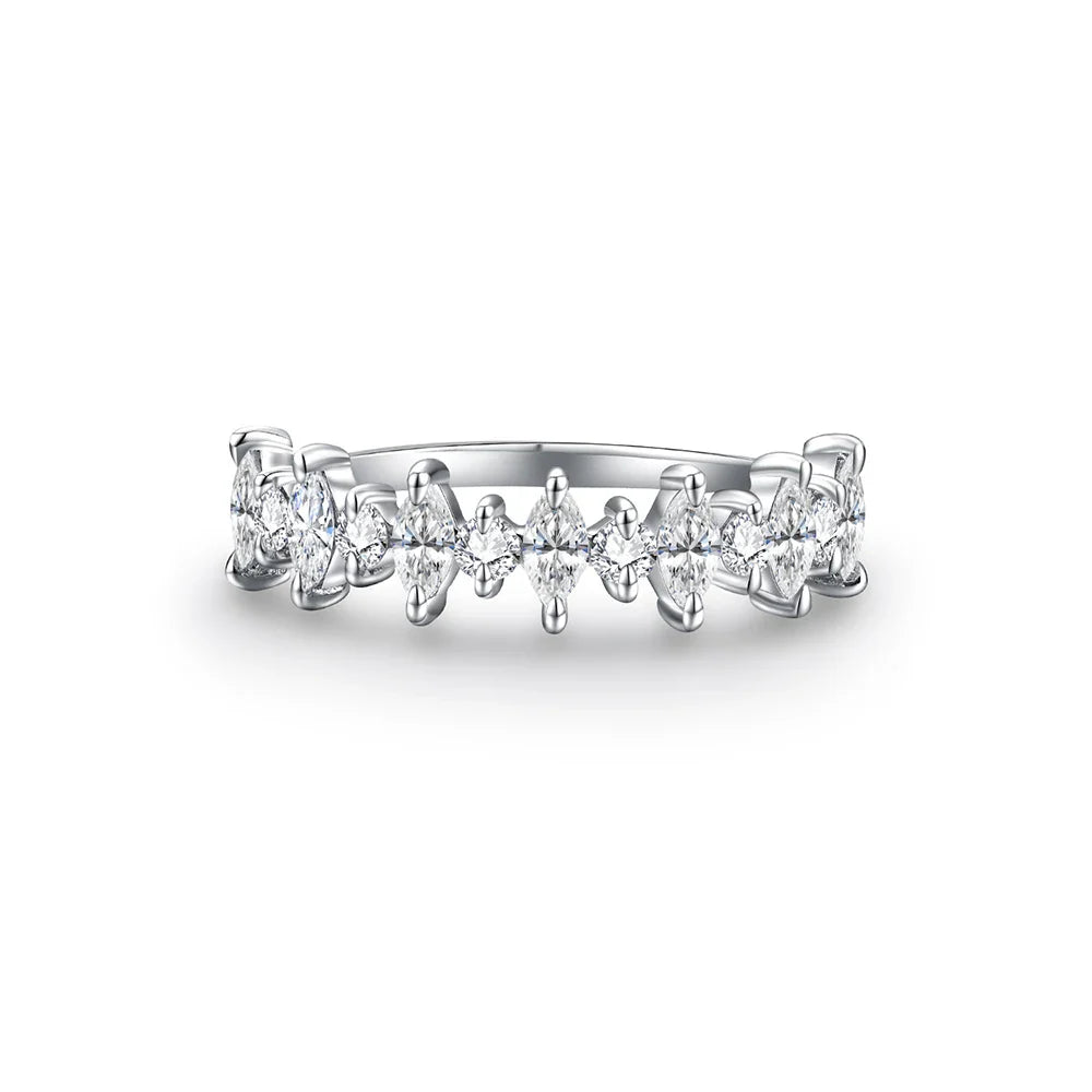 MINTYBOX 4*2mm D Color 925 Sterling Silver Moissanite Ring for Women Passed Diamond Tester 18k Plated Engegament Wedding Rings