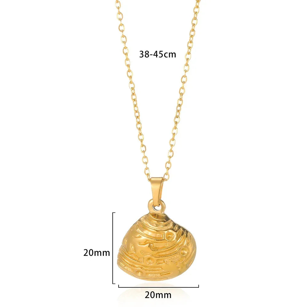 Vintage Starfish Shell Pearl Necklace For Women Gold Color Stainless Steel Pendant Shell Necklace Aesthetic  Summer Jewelry Gift