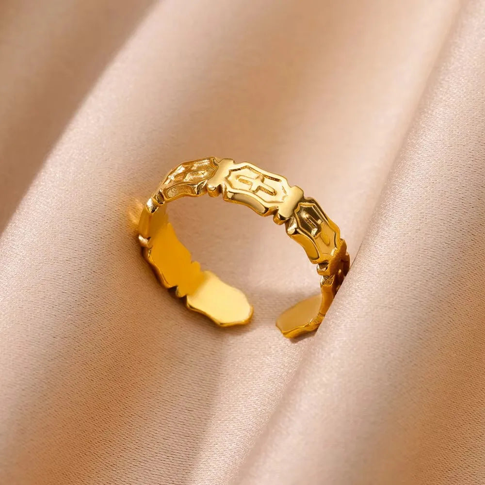 Stainless Steel Cross Rings for Women Vintage Gold Color Opening Cross Finger Ring Party Wedding Jewelry Gift anillos mujer
