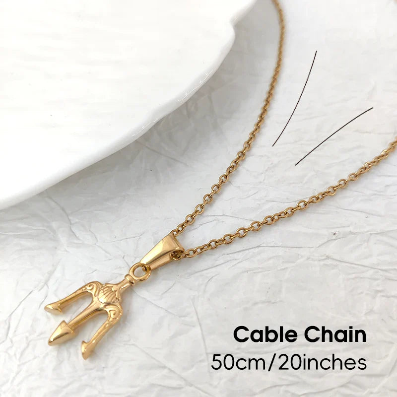 Mythology Medusa Poseidon Trident Charm Stainless Steel Ancient Greek Amulet Neptune Pendant Men 18k Gold Trident Pendant