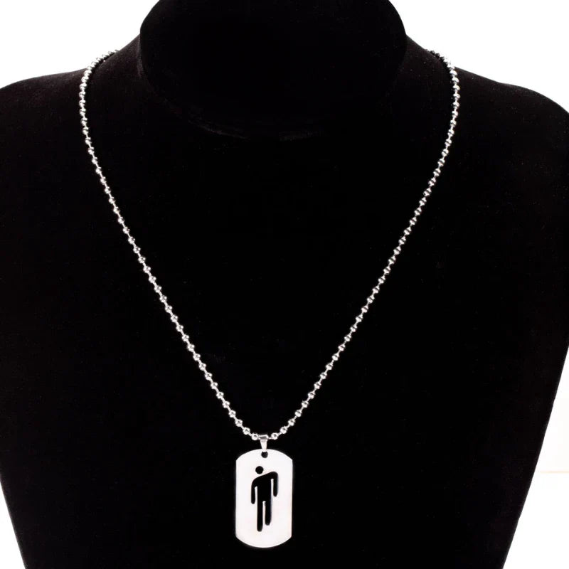 1pcs New Hollow-out Pendant Simple Stainless Steel Figurine Necklace Hip-hop Trend Military Pendant Sweater Chain