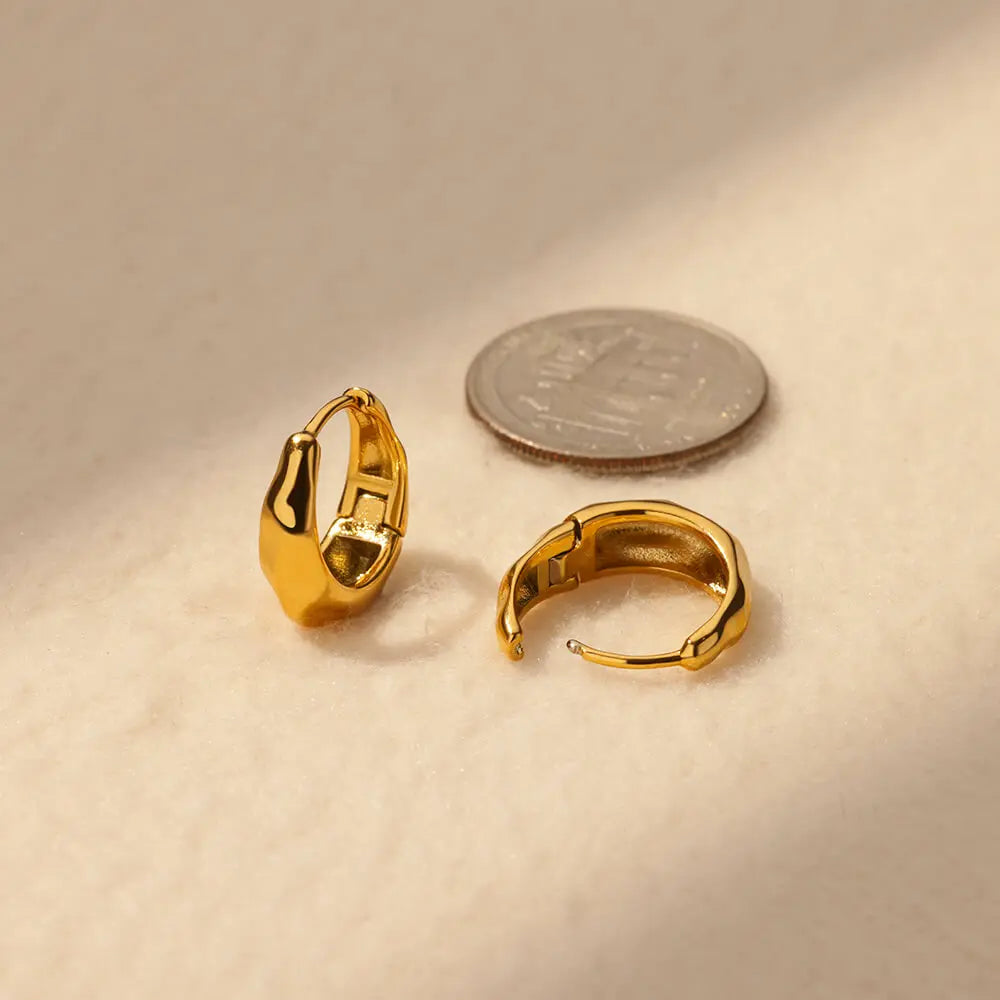 Round Stainless Steel Gold Color Stud Earrings For Women Fashion Waterproof Piercing Earrings New Party Wedding Jewelry Gift