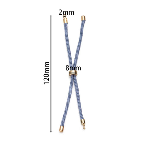 1pc Adjustable Nylon Braided Twisted Cords Slider Friendship Bracelets with Brass Cord End for Jewelry Making DIY Findings