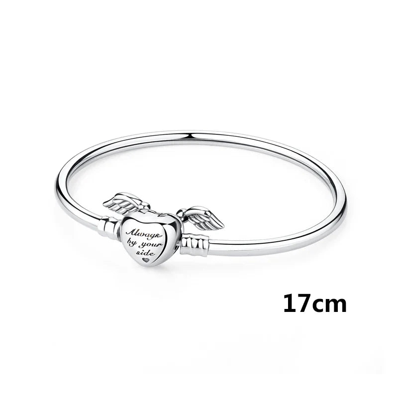 Original 925 Sterling Silver Bracelets Bangles Love Family Friends Heart Charms Beads Bangle For Women DIY Luxury Jewelry Gift