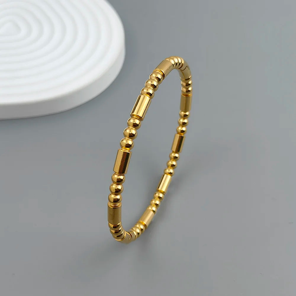 New stainless steel ball bead gold-plated bracelet, classic O-shaped silver bracelet for women, wedding party jewelry