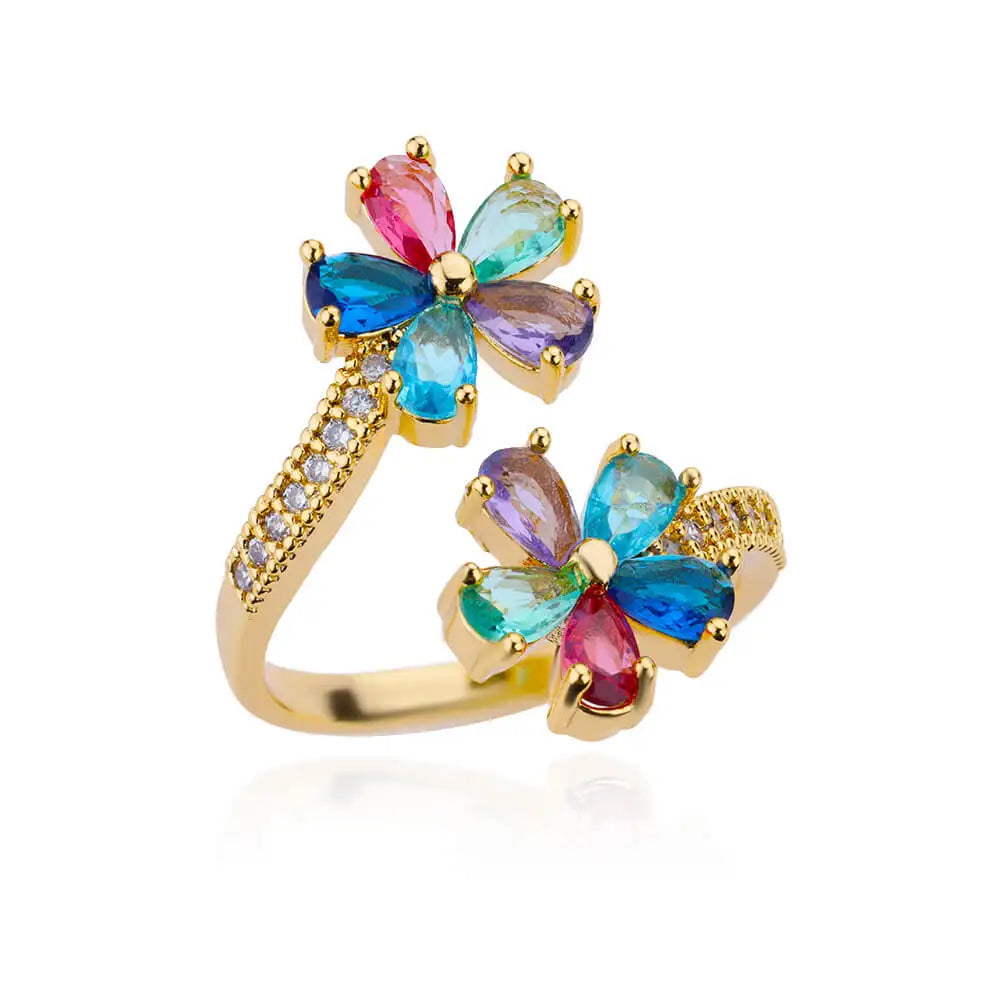 Delicate Zircon Flower Rings for Women Stainless Steel Ring 2024 New Trend Elegant Luxury Aesthetic Jewelry anillos