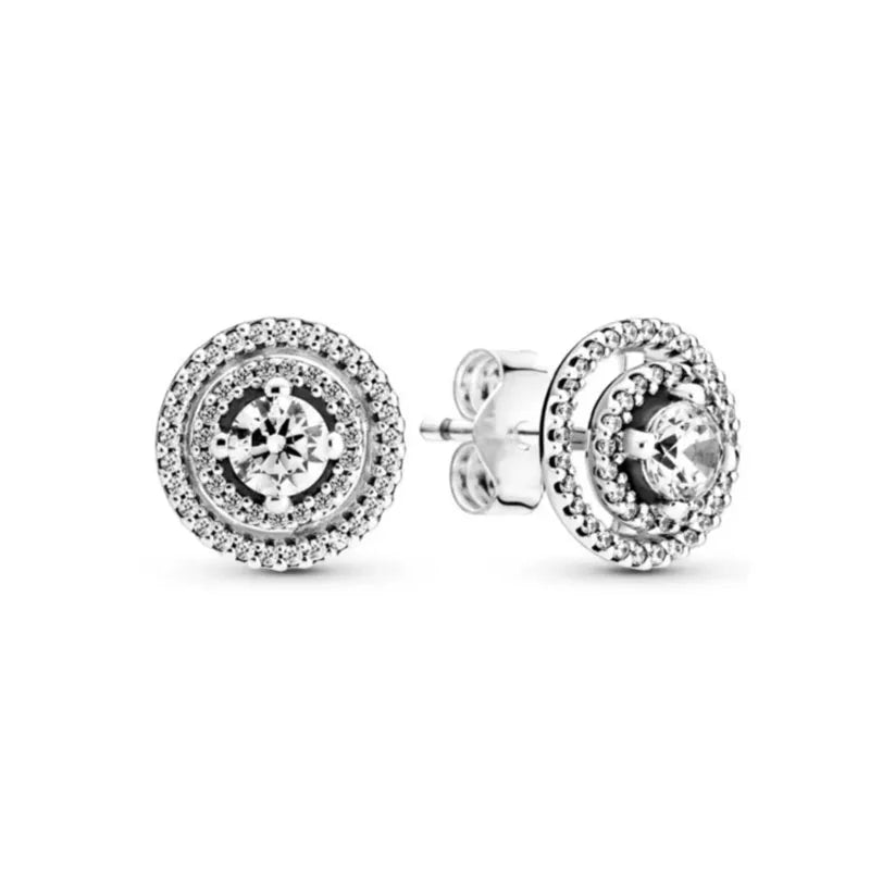 New S925 Silver Heart Stone Stud Earrings Suitable for Valentine's Day, Mother's Day, Anniversary Gift DIY Charm Jewelry