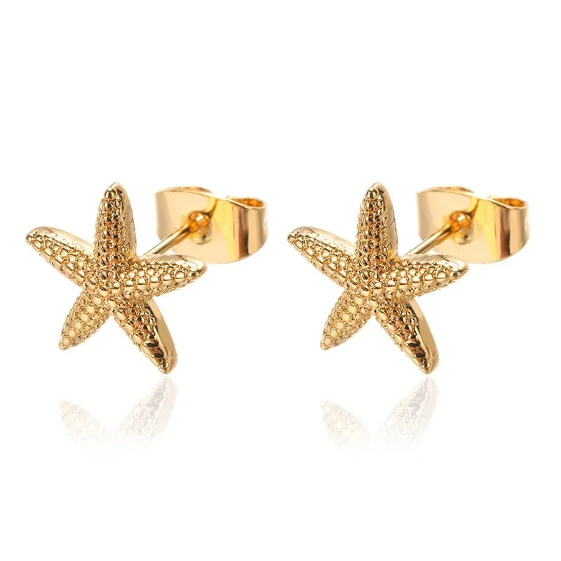 Water Drop Zircon Stars Stud Earrings For Women Stainless Steel Gold Color Statement Earring 2023 Femme Christmas Jewelry Gift