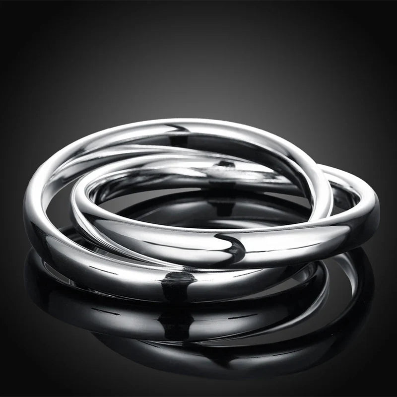 Aravant 925 Silver Double Circle Bangles For Women Men Fashion Jewelry