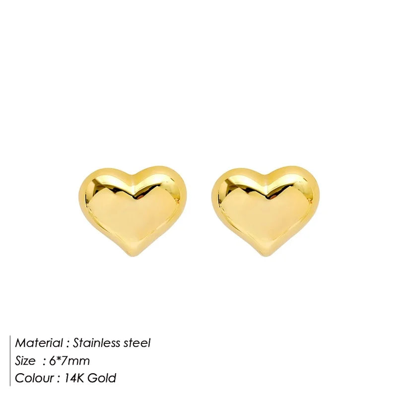 SUNIBI Stainless Steel Stud Earring for Women Gold Color Silver Color Simple Earrings Wives Smooth Thick Hoop Fashion Jewelry