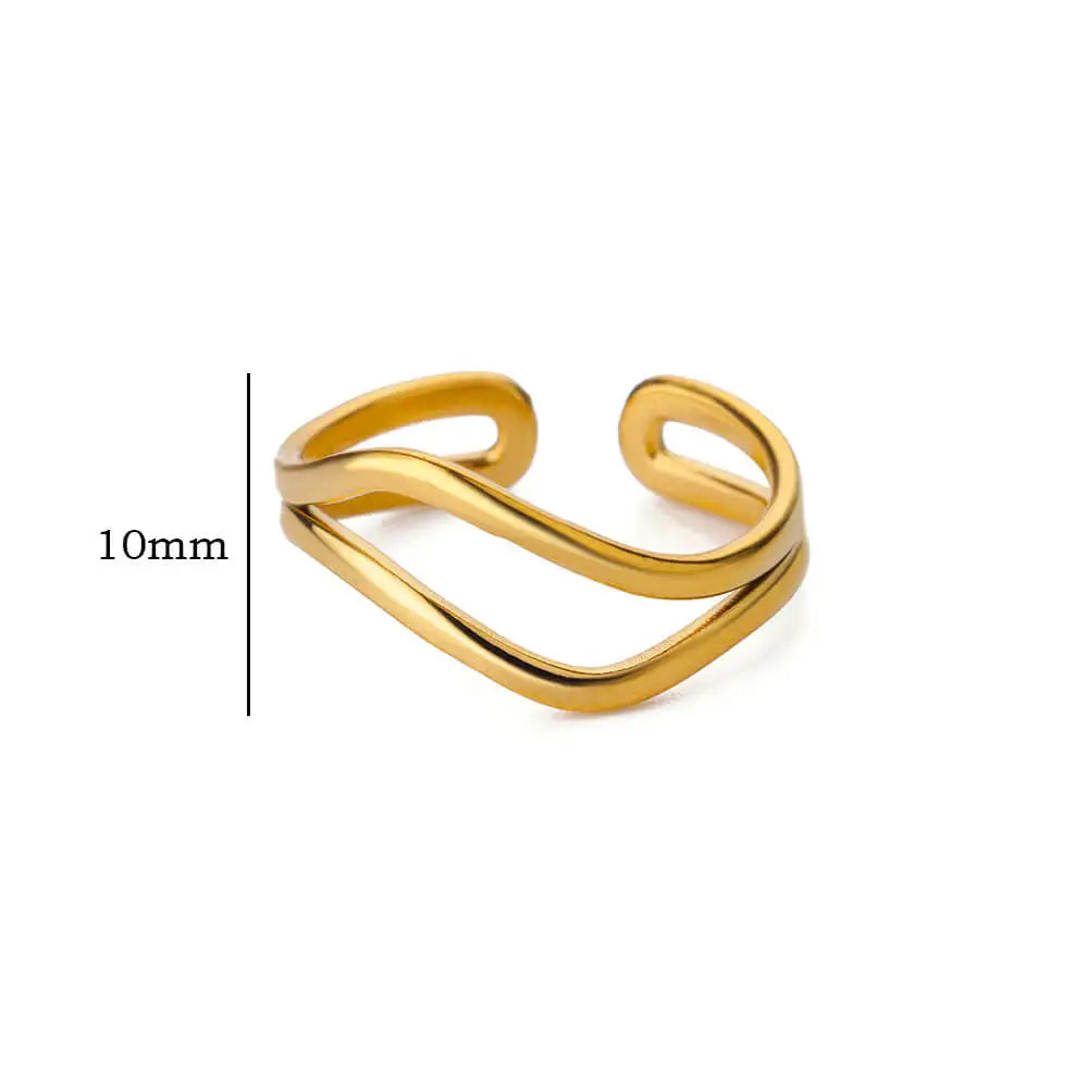 Minimalist Line Stainless Steel Open Rings For Women Gold Color Wedding Aesthetic Ring Designer Jewelry Accessories BFF anillo