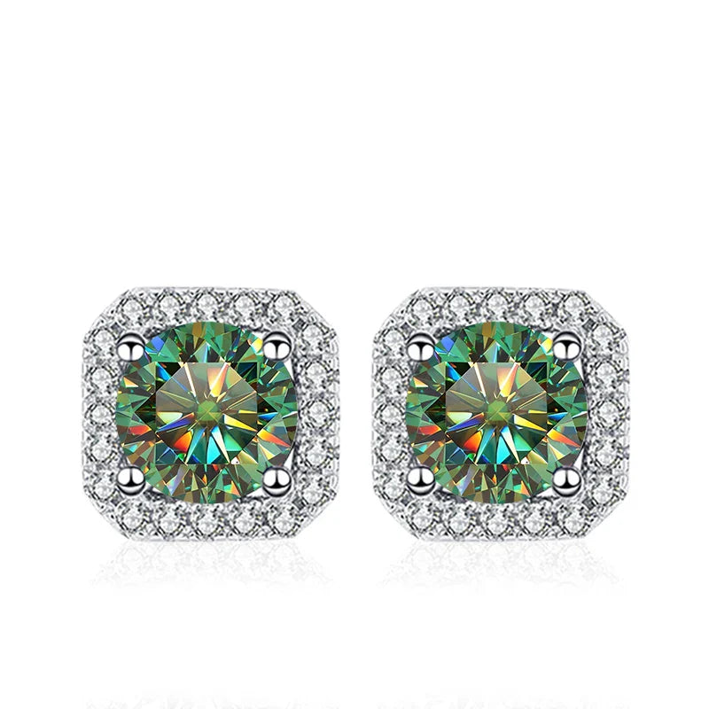 NeeTim 0.5ct 1ct Pink Moissanite Studs Earrings for Women 925 Sterling Silver Black Blue Grey Sparkling Lab Diamond Stud Earring