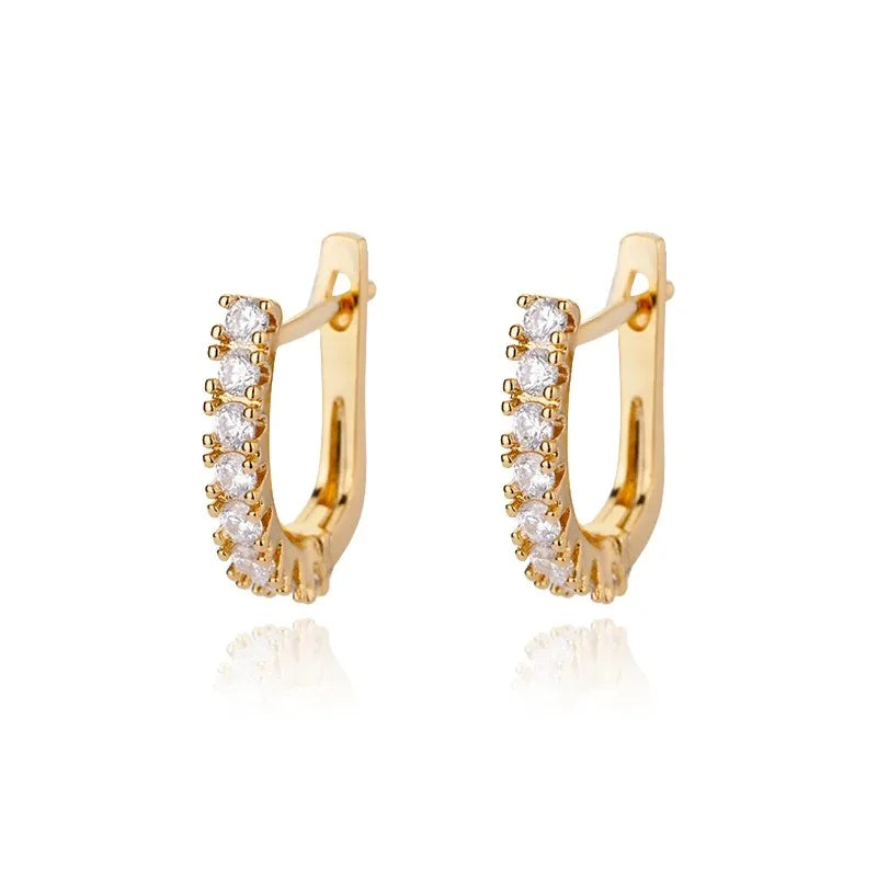 Cubic Zirconia U Shape Stud Earrings For Women Stainless Steel Geometric Earrings Jewelry Wedding Birthday Gift