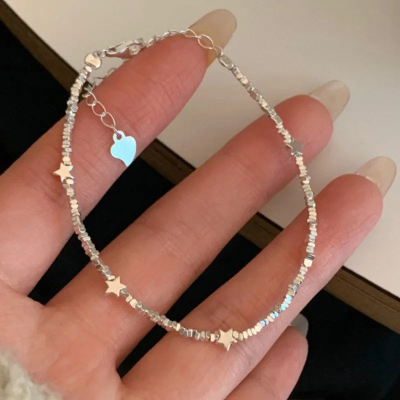 925 Sterling Silver Star Bead Bracelet For Women Fragmented Silver Sweet Romantic Versatile Trend Jewelry Gifts Dropshipping