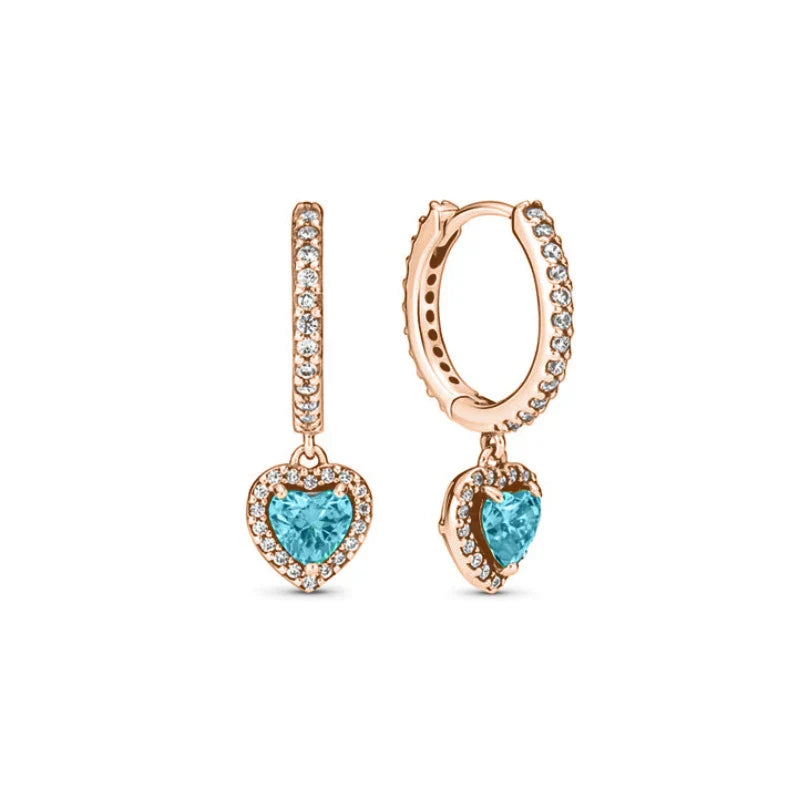 New S925 Silver Heart Stone Stud Earrings Suitable for Valentine's Day, Mother's Day, Anniversary Gift DIY Charm Jewelry