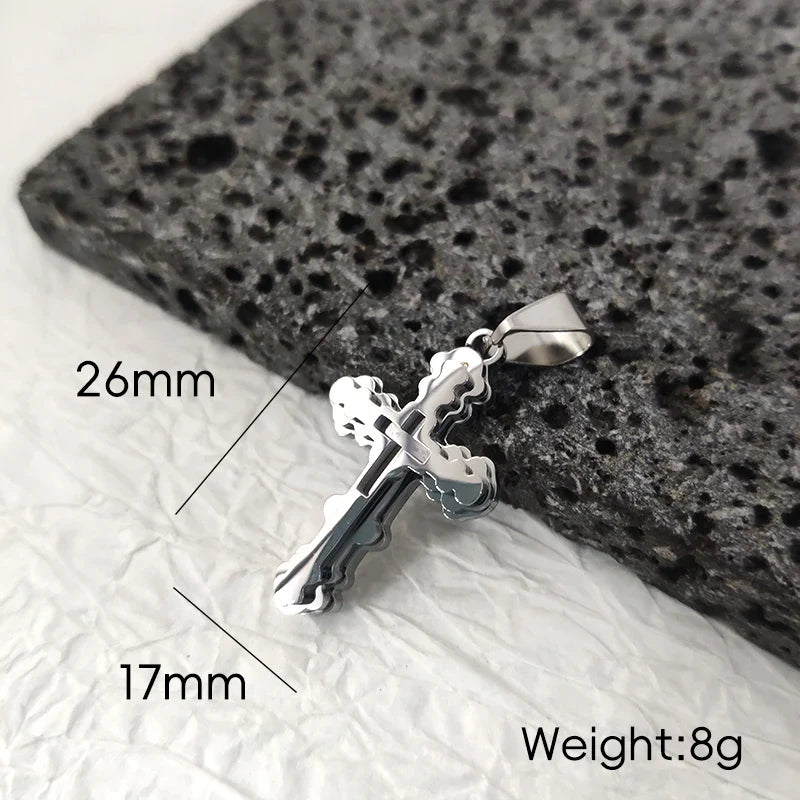 18K Gold Plated Stainless Steel Cross Pendant Vintage Inspired Double Cross Jewelry for Daily Wear & Special Occasions